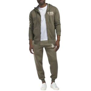 True Religion Men's Fleece Sweatsuit Hoodie Joggers Tracksuit Olive Green NWT